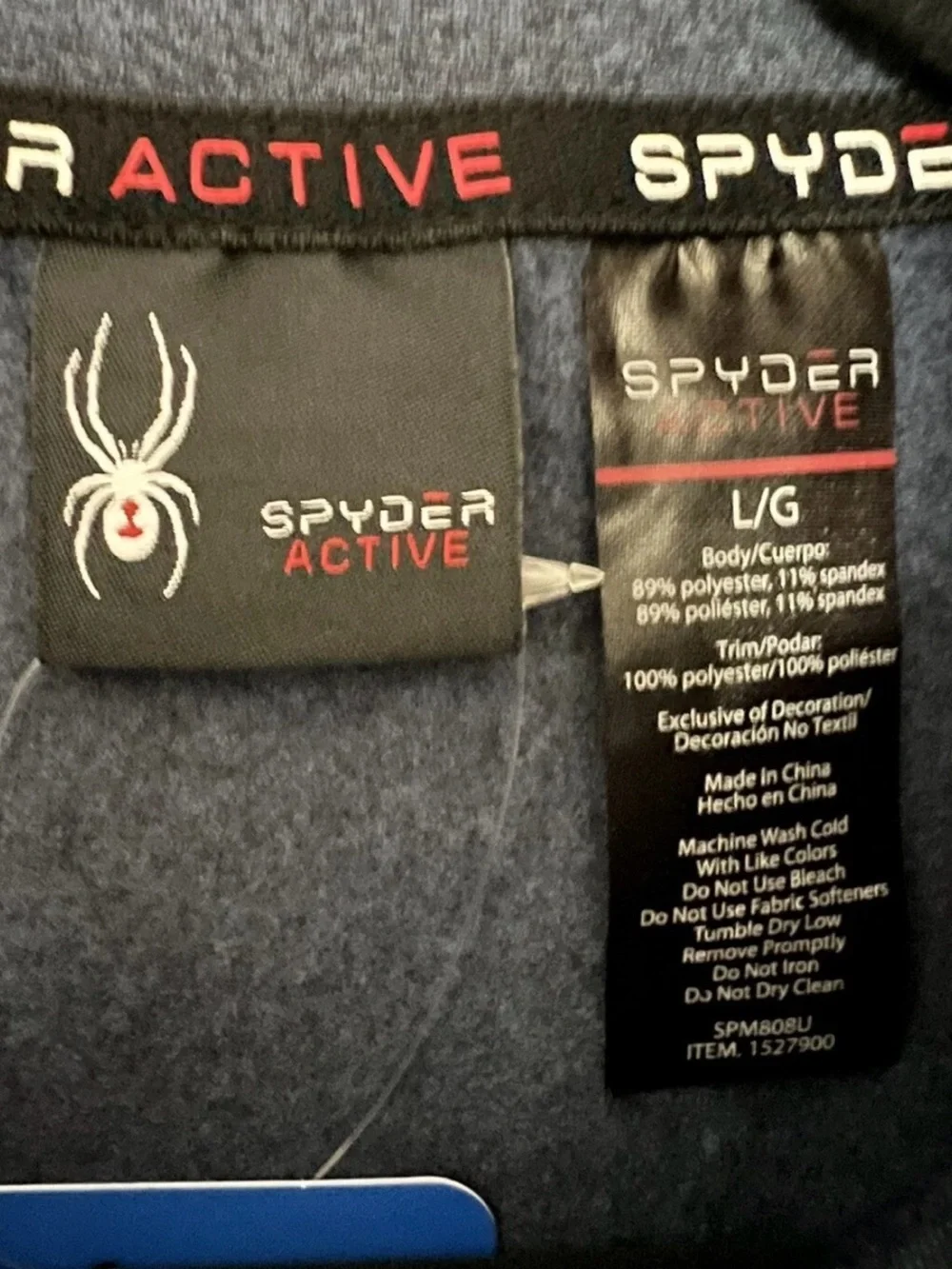 Spyder Active Performance ¼ Zip Sweatshirt, Blue Heather, Men’s Size Large